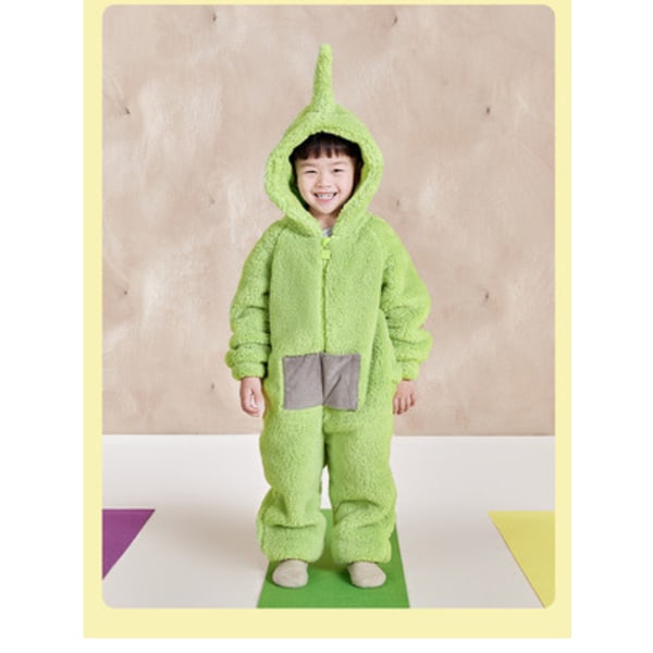Teletubbies barnpyjamas vinter korallfleece plus plysch MJ51 förtjockad söt tecknad jumpsuit Red wavelet 100cm