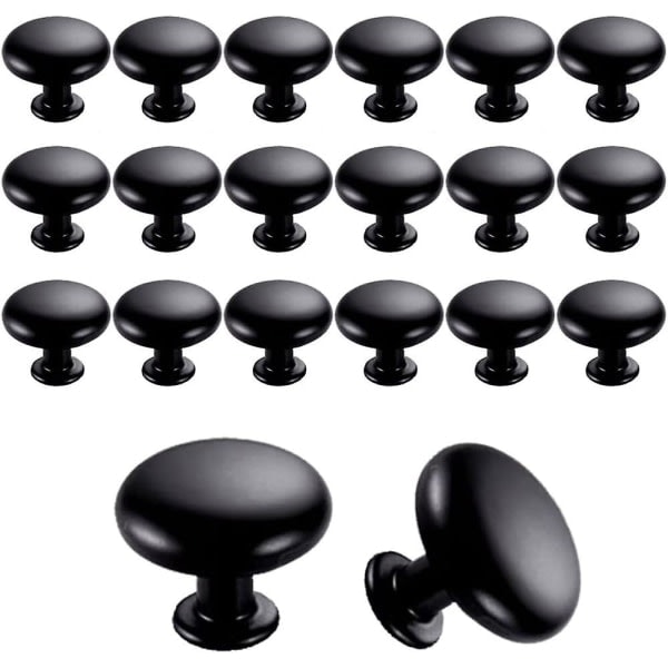 20 st dörrknoppar lådknoppar 30 mm vintage handtag skåp skåpknoppar för köksskåp (svart)