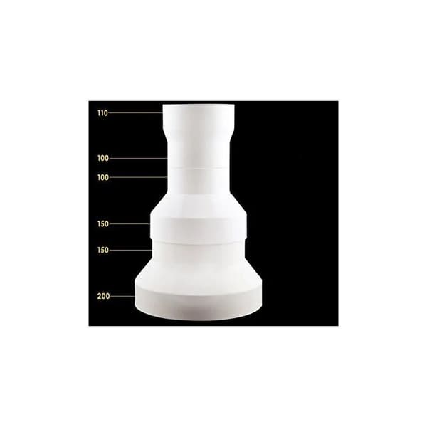 Kanaladapter, udstødningsventilator kanalreduceringsadapter til ventilationskanal (200 mm til 150 mm)