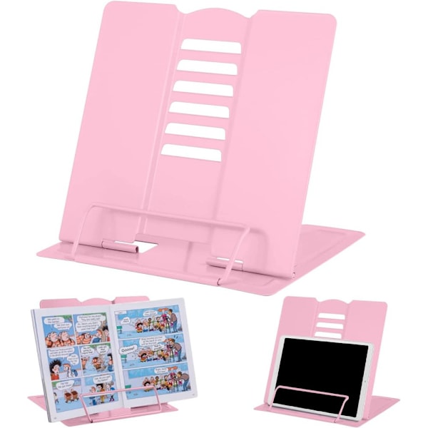 Sammenleggbar og justerbar metall bokhylle iPad, nettbrett, oppskrift, skrivebord