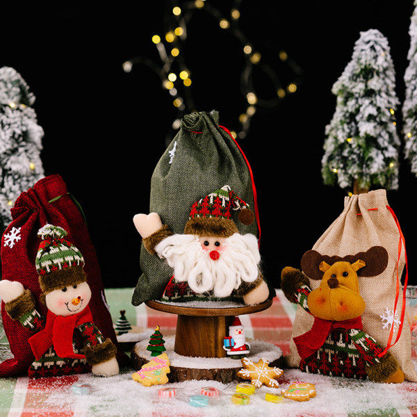 IC Liten julenissepose for adventskalendere, tøyposer, stil 1