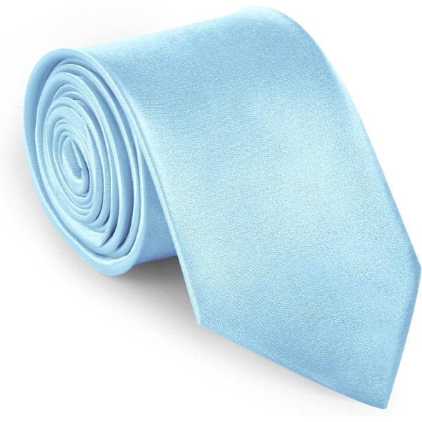 Klassisk ensfarvet satin slips til mænd - Premium slips i ren farve til mænd - Formelle sorte slips til mænd - Business bryllupsfest arbejde slips 8cm Sky Blue - Satin