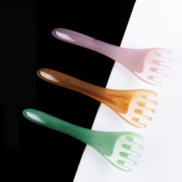 IC Harts Bivax Huvudmassage Kam Massager Gua Sha Stick Fem-klo Ljuslila