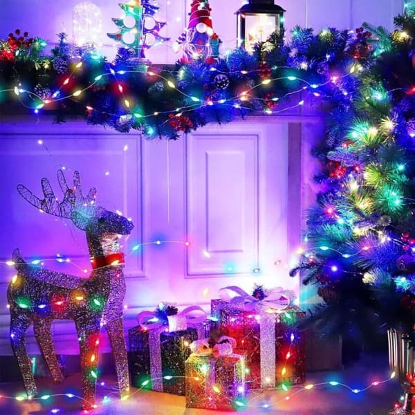 Julgransbelysning LED Multicolor Slinga 2-pack 10m 100 LED Batteridriven Slinga för Sovrum Jul Bröllopsfest Hem Trädgård