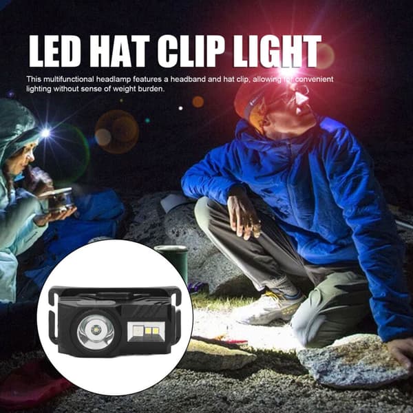 Bevegelsessensor Hodelykt Høy Lysstyrke Multi-Mode Magnetisk LED Hodelykt med Hodebånd og Klips for Utendørs Svart, DUBUNS