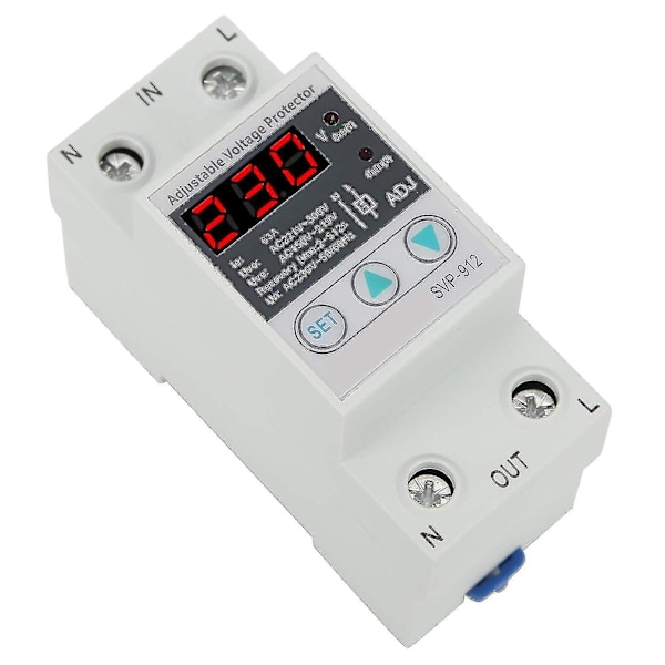 Spenningsvern, justerbar overspennings- og underspenningsvern, LED-skjerm spenningsstabilisator overspenningsvern strømstabilisator voltmeter Svp91