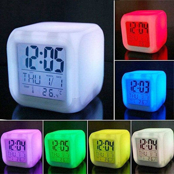 Liten Storlek 3 tum 8 cm, Anime Väckarklocka, LED Digitala Väckarklockor för Bebis, Rik och Färgglad, Sovrumsdekoration Present till Flickor