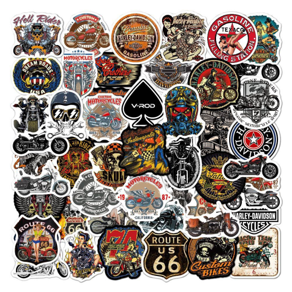 Vintage Harley Motorcycle Stickers 50st Biker Vinyl Dekaler för L