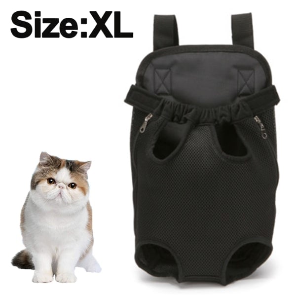 IC Musta verkko Xl Reppu - Jalat edessä - Lemmikkieläinten kantolaukku suurille, keskikokoisille ja pienille koirille, sopii kävelyille ja moottoripyöräretkille.