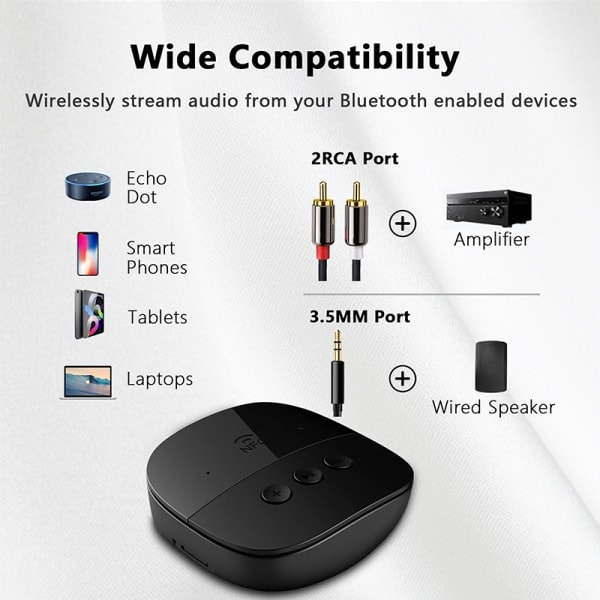 IC Bluetooth 5.2 -vastaanotin RCA 3,5 mm AUX USB Stereo NFC Langaton