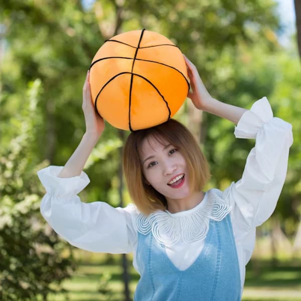 Plysch Basketboll Kudde Mjuk Fylld Bollkudde för Barn Hem Sovrum Bilinredning Orange 22 cm