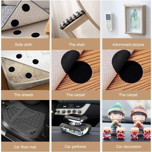 15 Stykker Svart Dobbeltsidig Selvklebende Tape, Selvklebende Tape, Ekstra Sterk Dobbeltsidig Lim, Rund (5 x 5cm)..DEBUNS