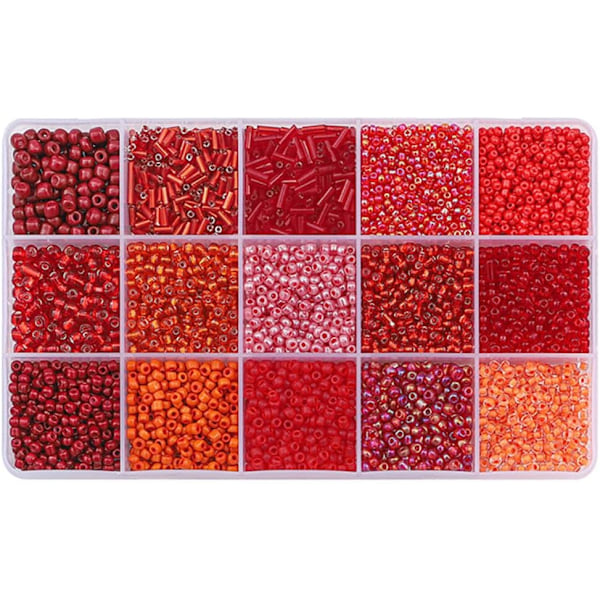 Färgglada Mini Rosenpärlor - Pärlset för Armband och Halsband RED
