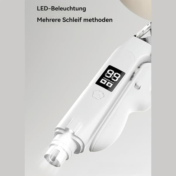 Kjæledyrnegleklipper, 2-i-1 LED elektrisk trimmer og sliper med negleavfallsoppsamler, stillegående for hunder og katter, USB-C, hvit