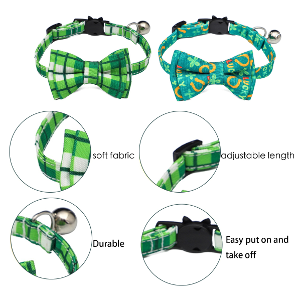 IC 2-pack hundhalsband, justerbart katthalsband med fluga, husdjurspresent S 1.0*28cm
