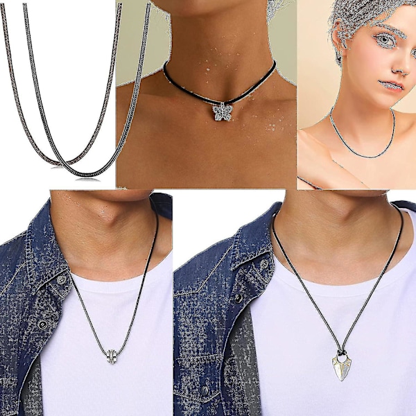 Läderhalsbandssnöre med spänne, 16-24 tum flätat rep halsband för män kvinnor 316l rostfritt stål spänne, 2mm svart lädersnöre halsband brunt
