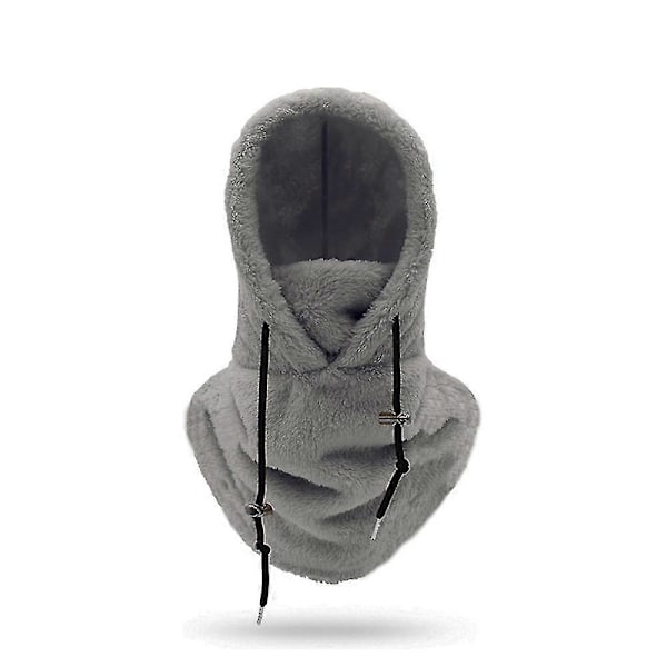 Sherpa-hette Ski-maske Vintervarm Balaclava Kaldt Vær Vindtett Justerbar Fleece Hettedeksel Hatt Beanie Halsduk For Menn Kvinner (FMY) Gray