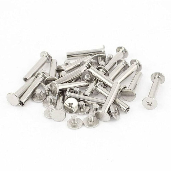 Chicago Bindningsskruvar, 30 Set Metall Chicago Knapp Bindningsskruvar Sortimentskit Förnicklade Bindningsskruvar Binder Post Dockningsnitar, Silver