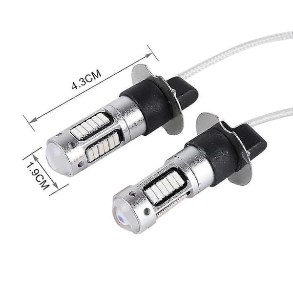 2 stk H3 10W 30 SMD-4014 LED tåkelys for bil, DC 12V Blått lys Blue Light