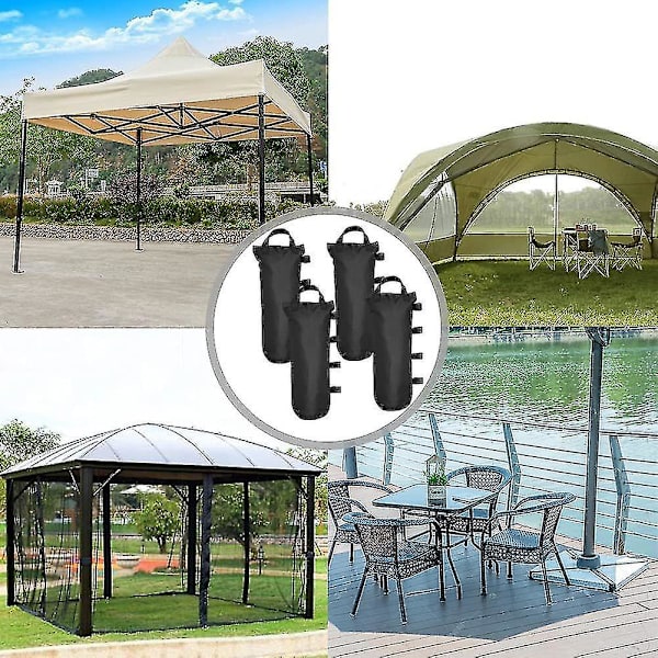 Sandsäckar Set med 4 tunga, 600d vikter för paviljongben, PVC-beläggning inuti, sandsäckar för alla popup-tält baldakin utomhus uteplats (ett rör) - bra