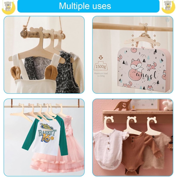 10 kappaletta puisia vauvan henkareita, DIY puiset taaperohenkarit, puiset vauvan lasten henkarit, liukumattomat vauvan henkarit vauvoille, taaperoille ja lasten vaatteille Clothes stand – 10 pcs