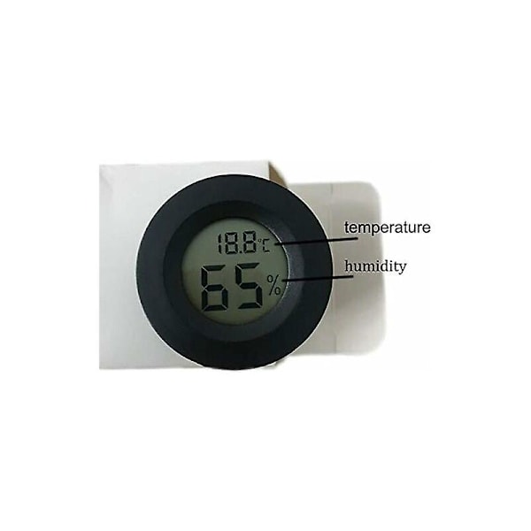 2 stk Mini 4,5 cm Svart Digital Termometer Hygrometer Digital LCD Display Innendørs Utendørs Bærbar Rund Termometer Batterier Inkludert, for Babyrom Ho