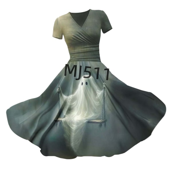 2024 Ny Halloween Blodig Blodig Perifer Klänning 134D Digitaltryck Smalt V-ringad Jumpsuit Q XL