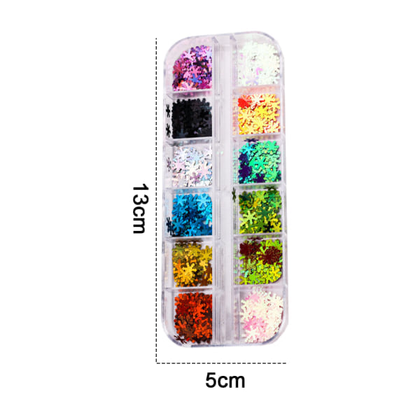 IC Jul Nagelkonst Glitter Snöflinga Nagelkonst Paljetter 3D Nagel stil 2