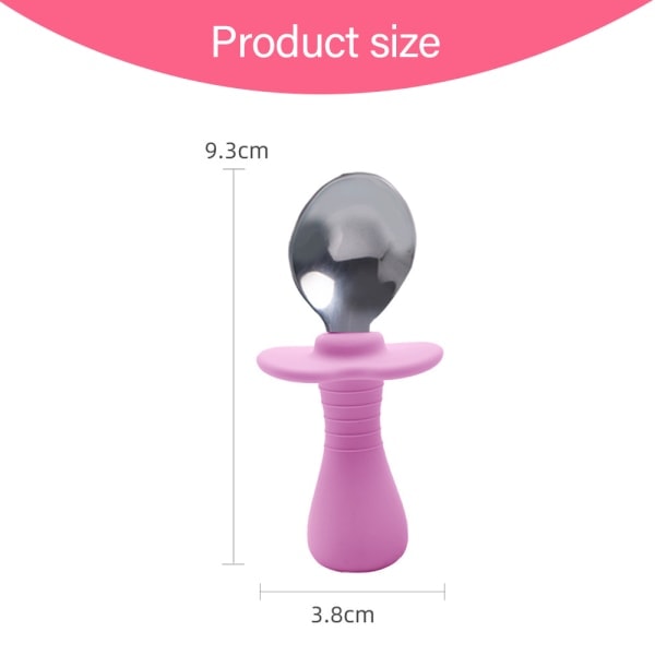 IC Toddler ske og gaffelsæt, baby ske selvfodrende toddler pink