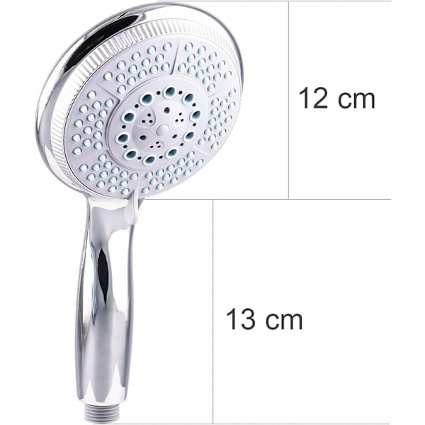 Højtryksbrusehoved med 5 justerbare kraftige spraytilstande, universelt udskiftningsbrusehoved til badekar, 1/2\" interface, kromfinish