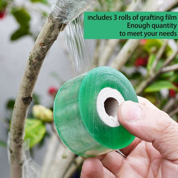 3 stk. Profesjonell podingstape, elastisk selvklebende plantereparasjon, podebånd for frukttrær, blomster, grønn, DUBUNS