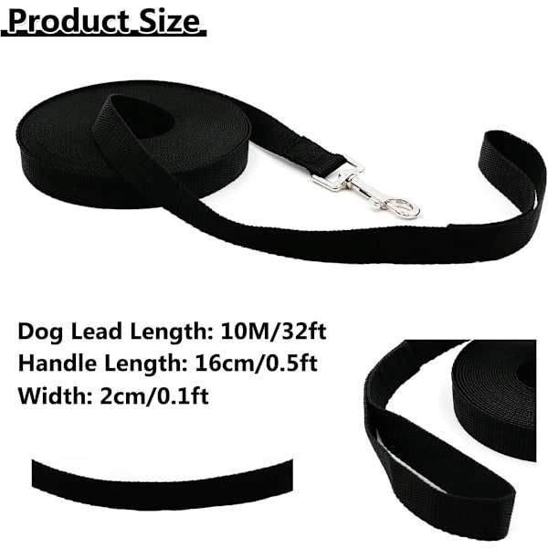10 m hundkoppel - nylon - handsfree - robust