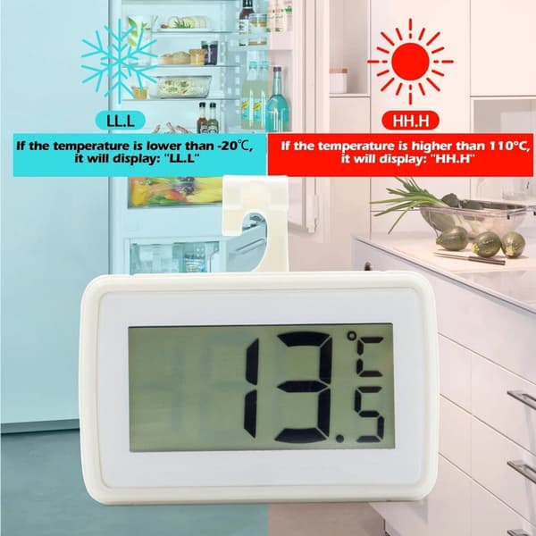 Køleskab Fryser Termometer Sæt med 2, LCD-display, Celsius/Fahrenheit Skift, 3-vejs Montering, Til Hjemmekøkken Kontor