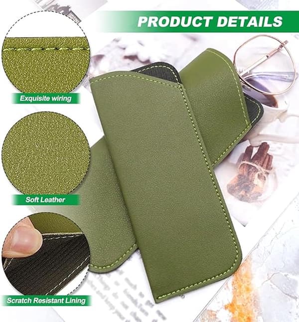 Brilleetuier 6-pak, bløde PU-læderetuier, slanke ridsefaste covers til kvinder, solbriller og læsebriller, 17,5 x 7,5 cm