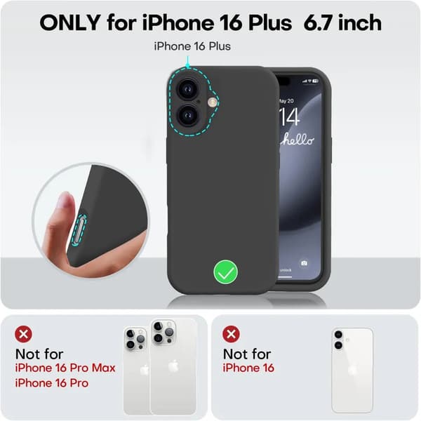 iPhone 16 Plus Mat Sort Cover - Ekstra Kamerabeskyttelse