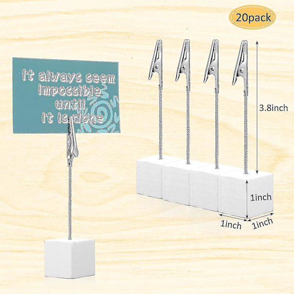 20 stk. Pladskort Holder Cube Foto Clips Holder Med Alligator Clip Træ Base Memo Bord Nummer Holder Kort Display Stander Til Kontor Menu Bryllup