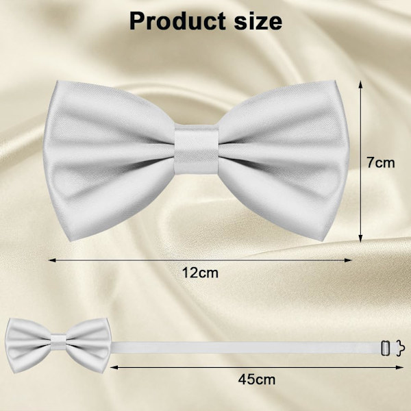 Flue slips til mænd, klassisk ensfarvet slips til mænd, satin slips til smoking, justerbar slips til fest, bryllup Light grey