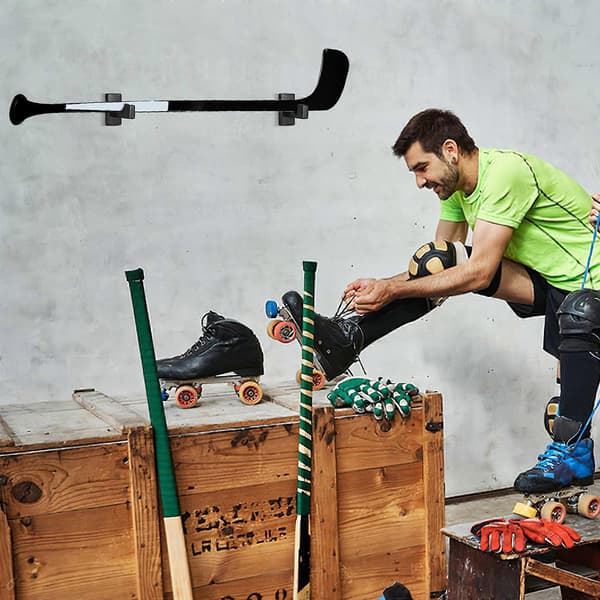 Hockey Stick Wall Mount Wooden Storage Rack 1 Pair