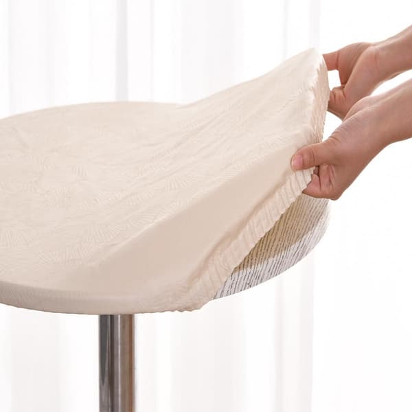 Rund dug, vaskbar pletafvisende plast med elastisk kant, til køkken, have og café, beige, 120 cm