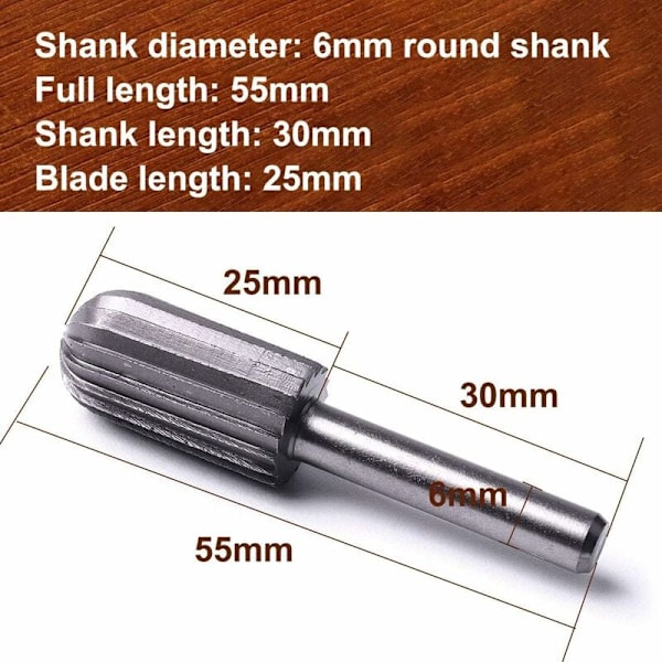 6 st 6mm 1/4\" Stål Roterande Filset för Metall Plast Trä Sten Slipning Gradning