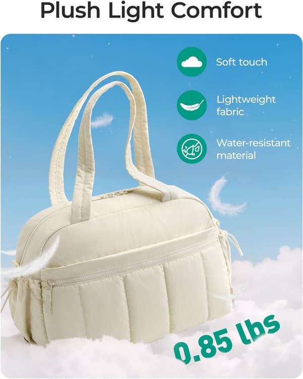 Rejsetaske, 40x30x20cm Håndbagage Med 10 Rum, Trolley Sleeve, Vandafvisende Polyester, Til Kvinder, Creme