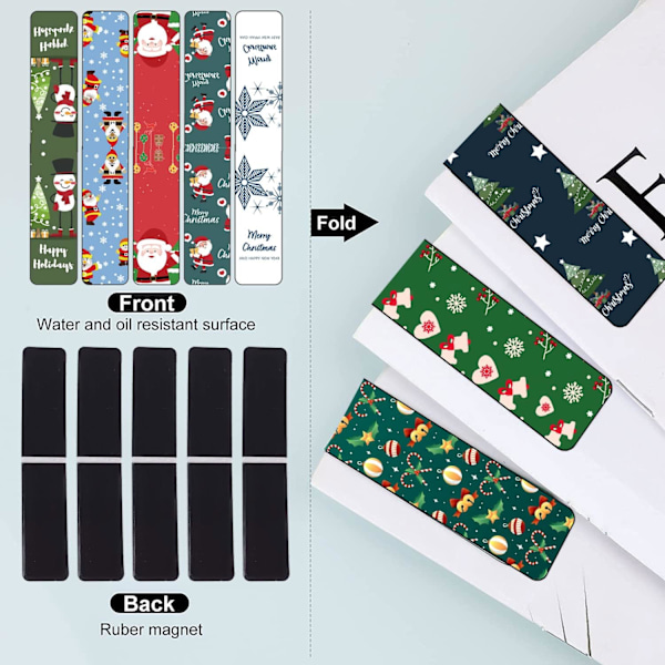 Magneettiset kirjanmerkit, magneettiset joulukirjanmerkit, värikkäät magneettiset kirjanmerkit lapsille, sivumerkit, 30 kpl