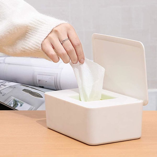 Vådservietter boks, plastik vådservietter dispenser, vådservietter opbevaringsboks, servietboks med låg, servietboks til servietter, toiletpapirboks, baby vådservietter etui foundation white cover