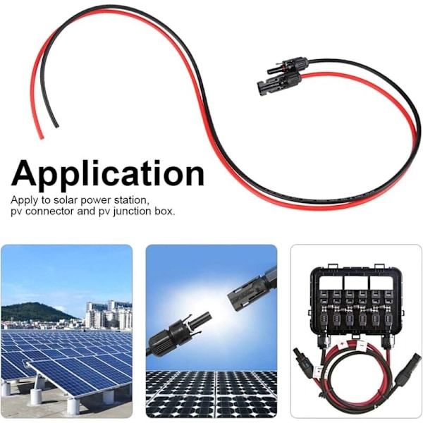 Meter 12 AWG Solpanel Forlængerkabel med MC4 Hun- og Hanstik Adapter Kit (5m Rød + 5m Sort)