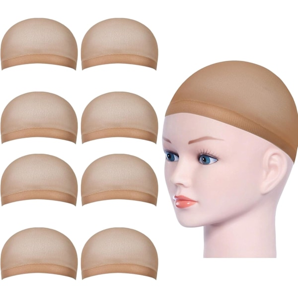 Hårnett, 8 stk. hårnett nylonsett, elastisk pustende parykkhette, parykknett 8 nøytrale hudfarger 8PCS-B