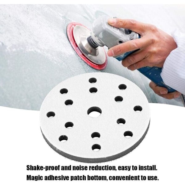 Pakke med 10 myke slipeputer, 150mm slipeflateputer myk svamp diameter 150mm (15 hull)..DEBUNS