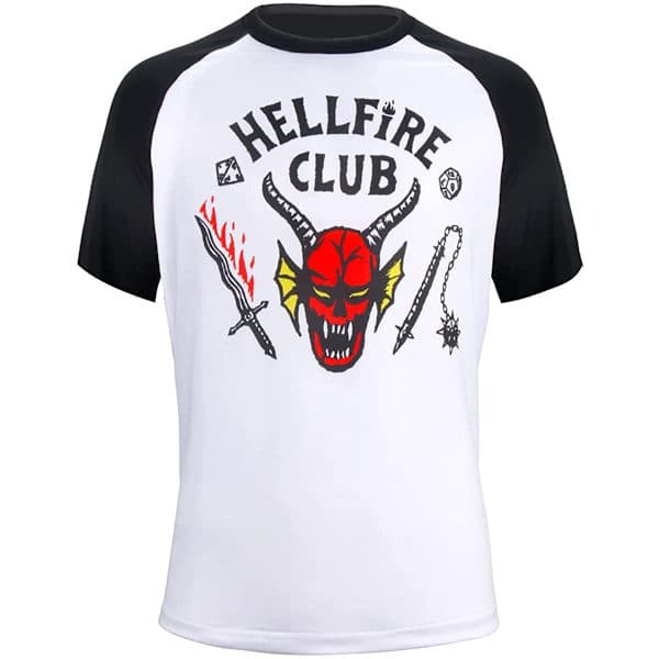 Hellfire Club Grafisk T-shirt Blød Polyester Unisex til Stranger Things Fans Sort Hvid coat 150cm