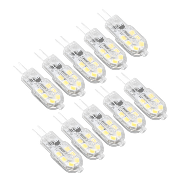 10 pcs G4 LED Bulb Brightness Dimmable High Color Rendering Transparent Shell Light Sources for Landscape Lighting DC 12V White Light 0.1