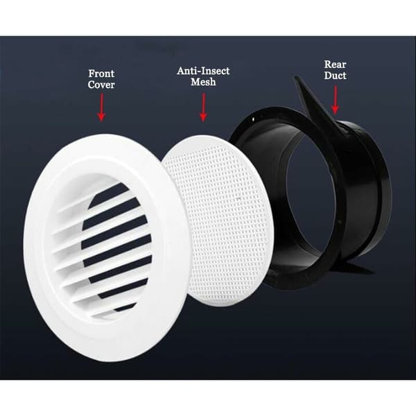 150 mm Diameter Rund Luftventilgaller med Premium ABS Ventilationsskydd och Insektsnät för 6\" Kanal.