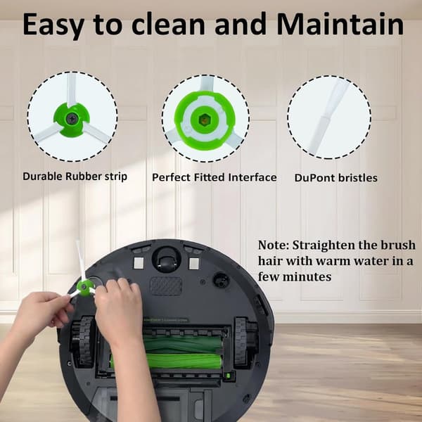Reservedele og tilbehørssæt: filtre, sidebørster og hjul til iRobot Roomba i7, i7+ og E5, E6 og E7 støvsugere - 11-delt sæt